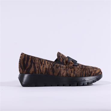 Wonders Odisei Slip On Link Wedge Loafer - Brown Zebra